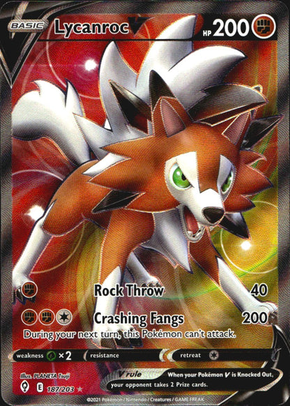 Lycanroc V 187/203 Evolving Skies Ultra Rare Pokemon Holo Near Mint