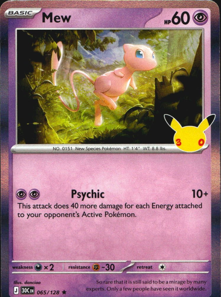 Mew 065/128 ME: 30th Celebration Rare Pokemon Holo Near Mint
