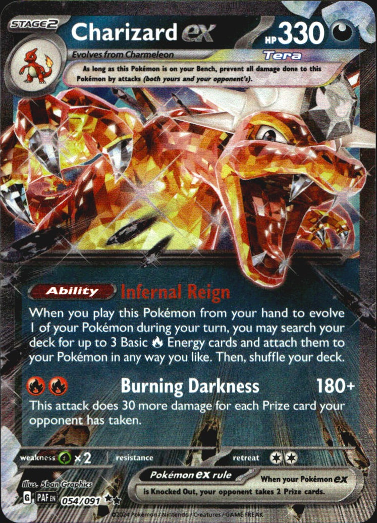 Charizard ex 054/091 Paldean Fates Double Rare Pokemon Holo Near Mint