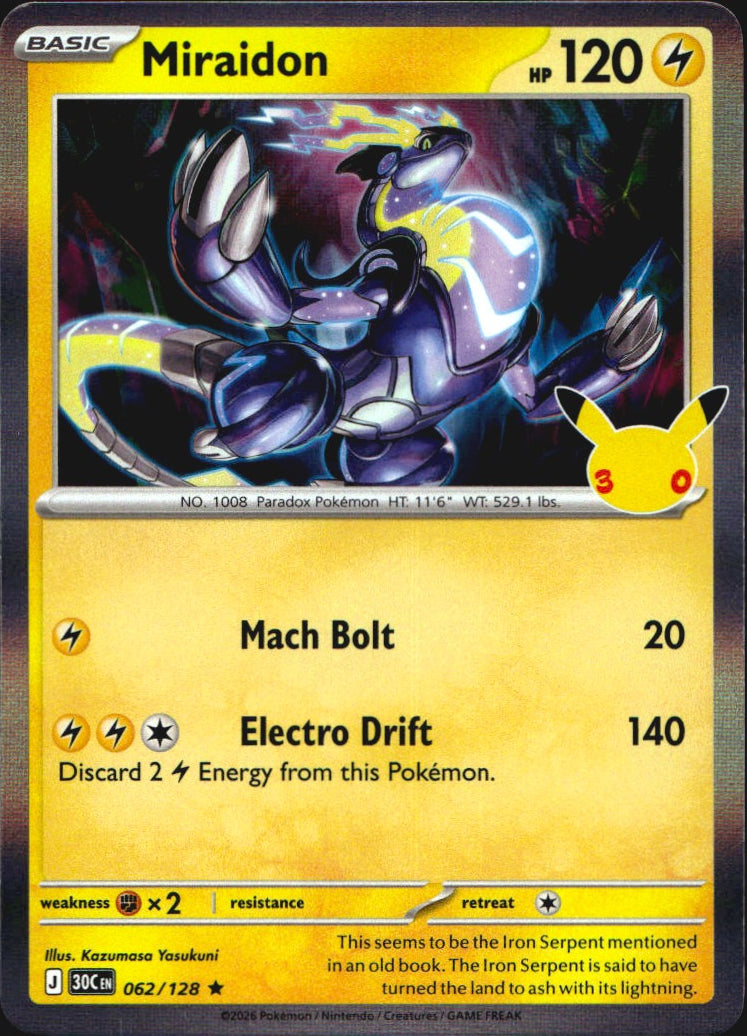 Miraidon 062/128 ME: 30th Celebration Pokemon Holo Near Mint