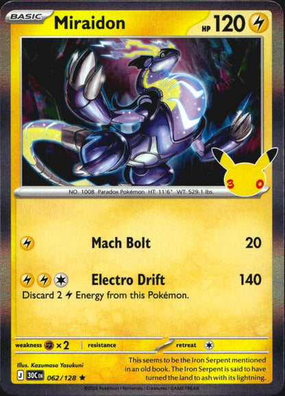 Miraidon 062/128 ME: 30th Celebration Pokemon Holo Near Mint