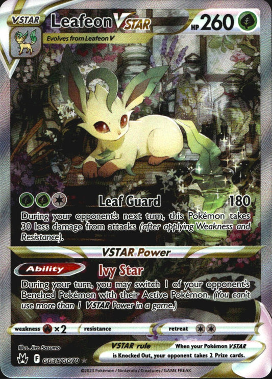 Leafeon VSTAR GG35/GG70 Holo VSTAR Rare Crown Zenith Galarian Gallery Pokemon NM