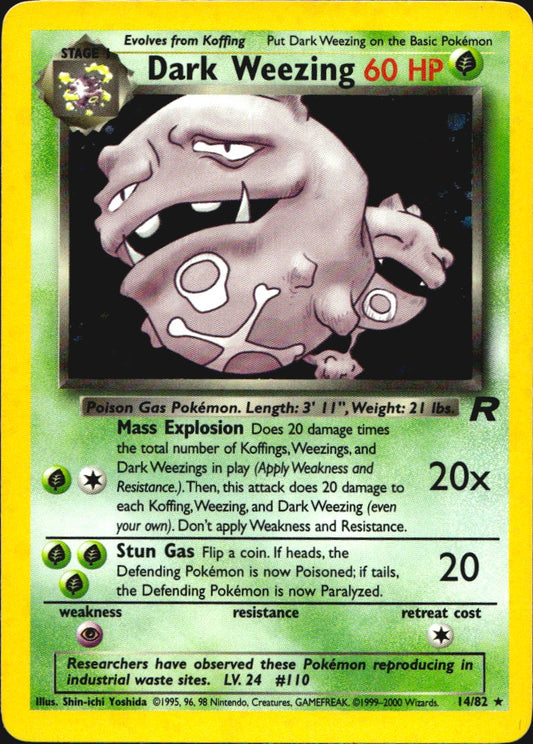 Dark Weezing 14/82 Rare Team Rocket Pokemon Unlimited Holo Near Mint