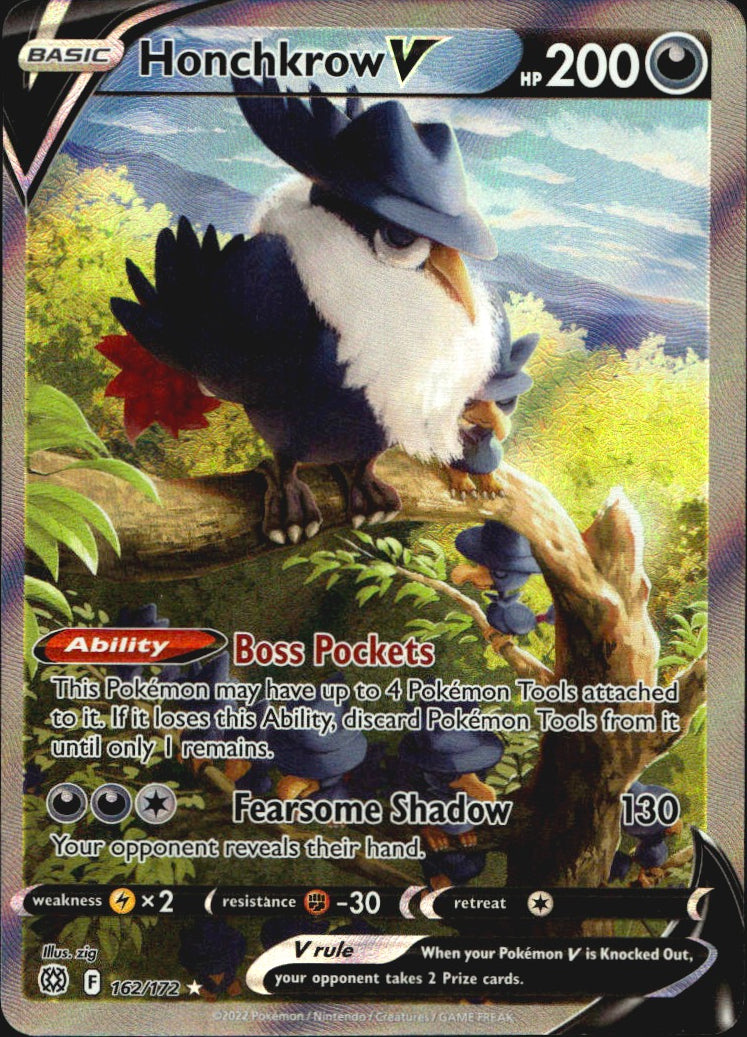 Honchkrow V 162/172 Brilliant Stars Ultra Rare Pokemon Holo Near Mint