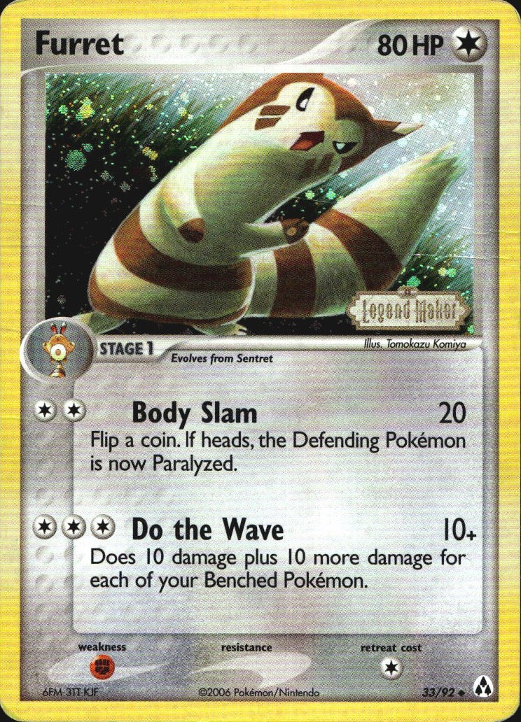 Furret 33/92 Legend Maker Uncommon Pokemon Reverse Holo Damaged