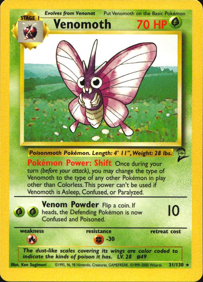 Venomoth 31/130 Base Set 2 Rare Pokemon Near Mint