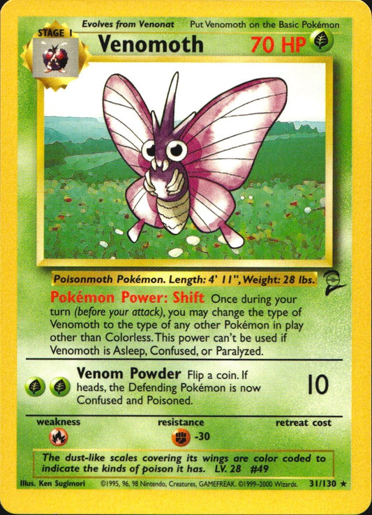 Venomoth 31/130 Base Set 2 Rare Pokemon Near Mint