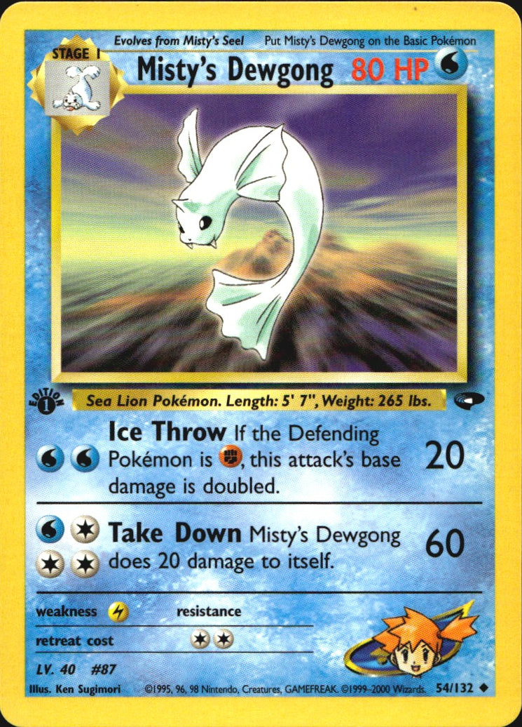 Misty's Dewgong 54/132 Gym Challenge Uncommon Pokemon 1st Edition Near Mint