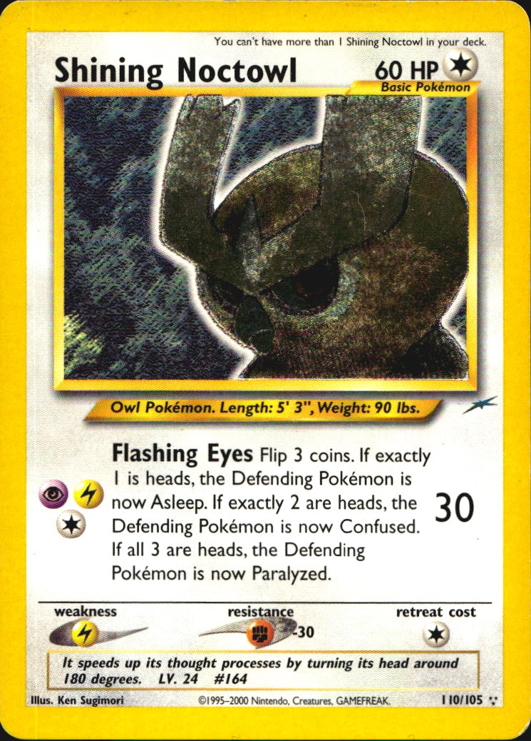 Shining Noctowl 110/105 Rare Shining Neo Destiny Pokemon Lightly Played