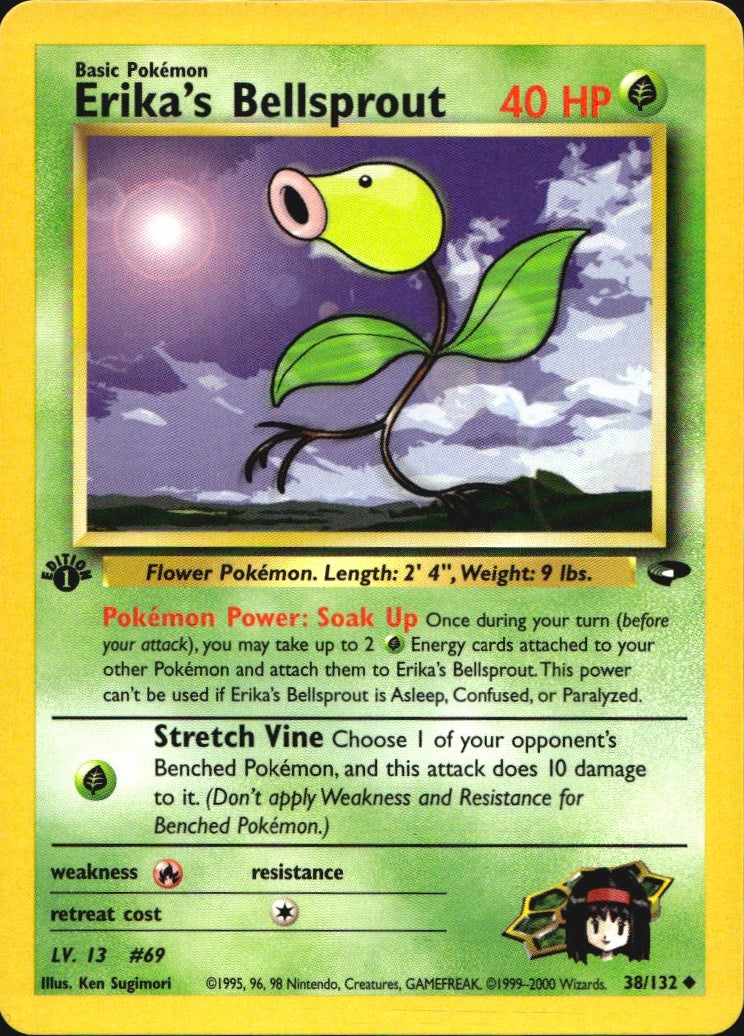 Erika's Bellsprout 38/132 Gym Challenge Uncommon Pokemon 1st Edition Near Mint