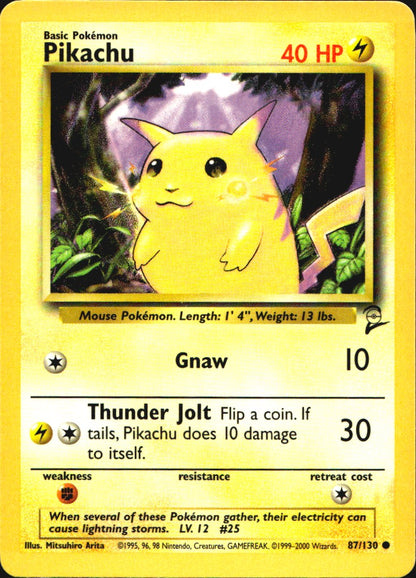 Pikachu 87/130 Base Set 2 Common Pokemon Near Mint