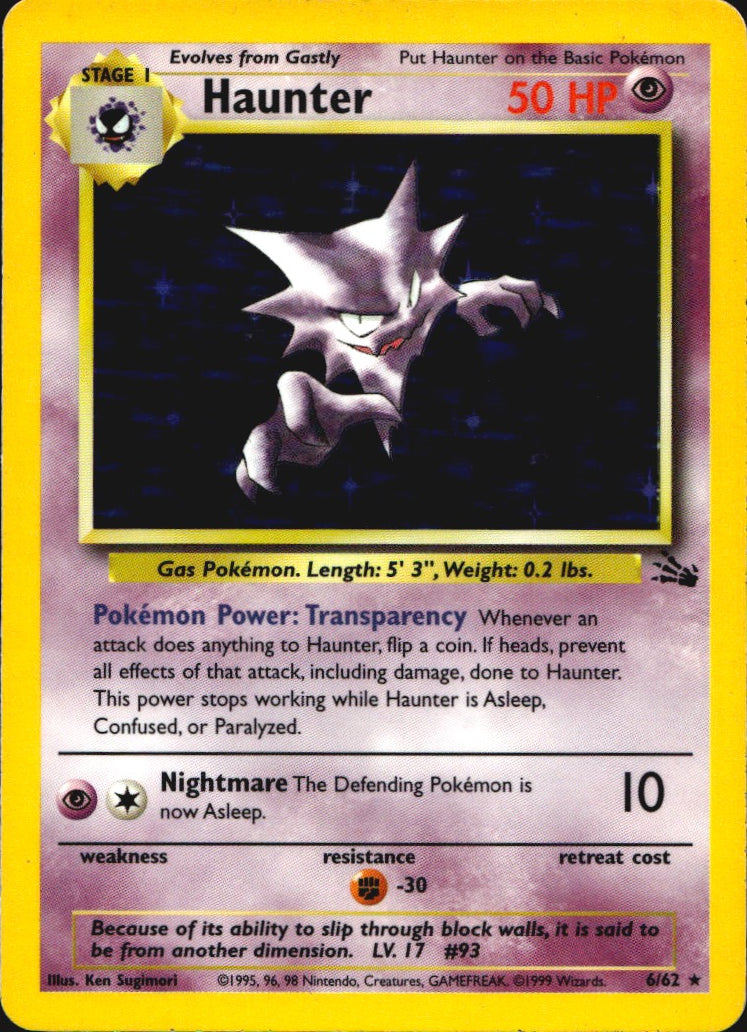 Haunter 6/62 Rare Fossil Pokemon Unlimited Holo Lightly Played