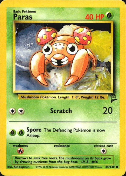 Paras 85/130 Base Set 2 Common Pokemon Near Mint