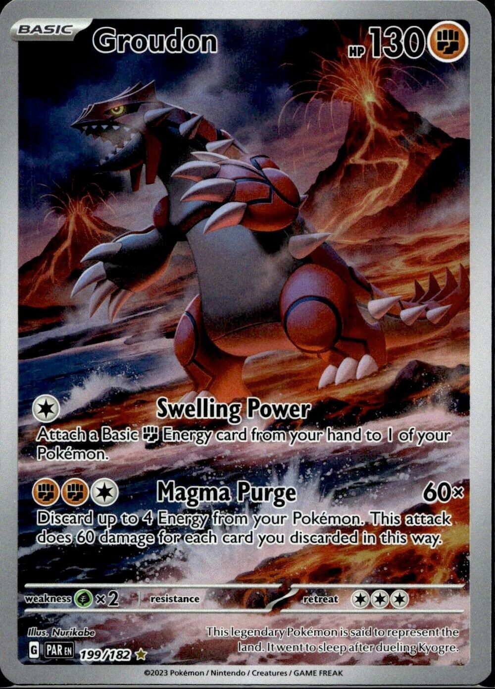 Pokemon Groudon 199/182 S&V Paradox Rift Art Rare Near Mint Condition