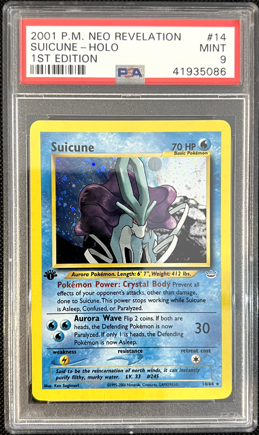 Pokemon Suicune 14/64 1st Edition Neo Revelation PSA 9 MINT