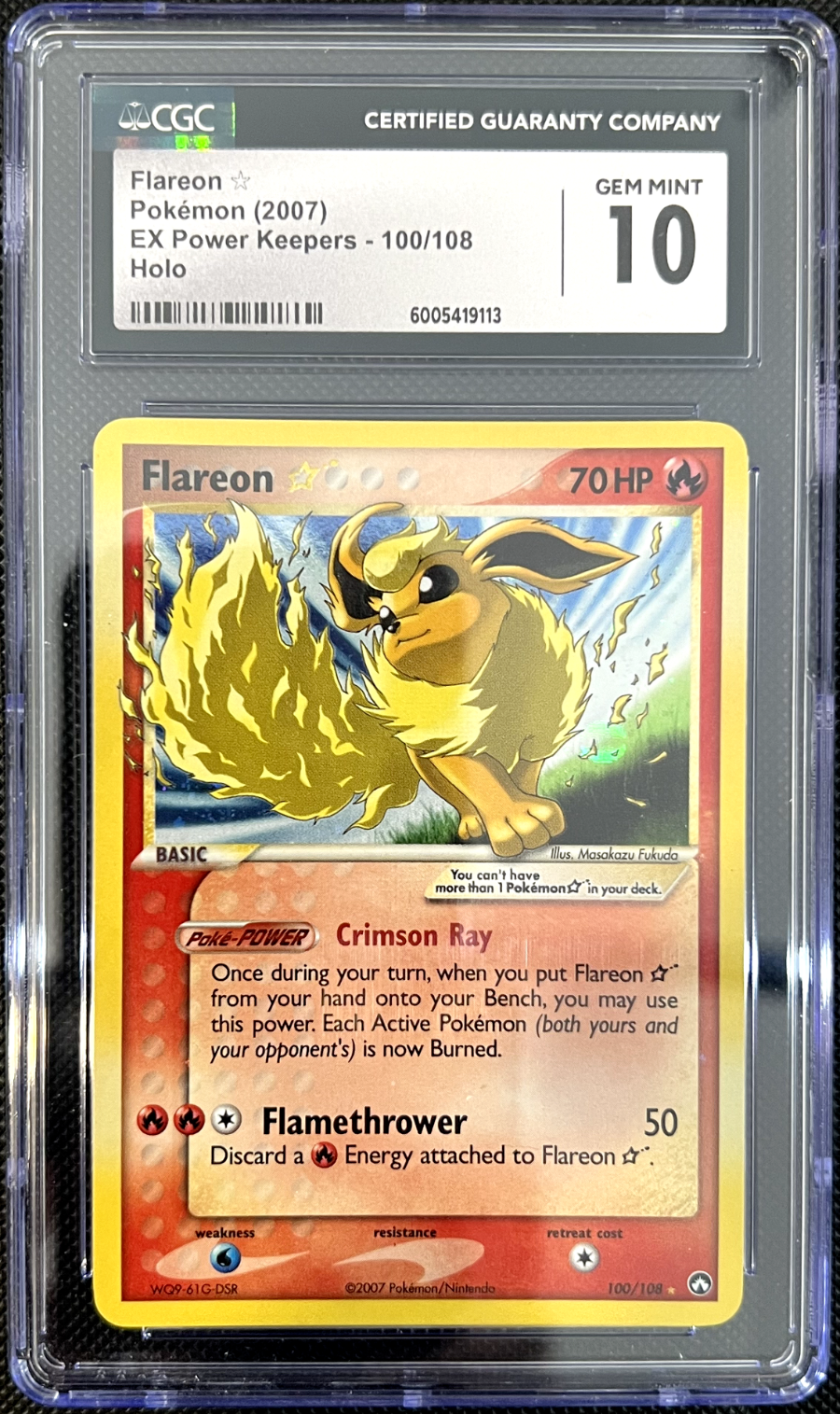 Pokemon Flareon Gold Star 100/108 ex Power Keepers CGC 10 GEM MINT