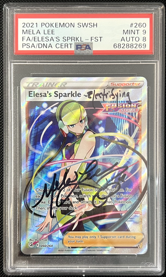 Pokemon Elesa's Sparkle 260/264 Signed by Mela Lee PSA 9 MINT AUTO 8 CHBIN1