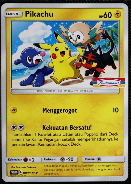 Pokemon Pikachu 009/SM-P Indonesian Exclusive Promo Near Mint Condition