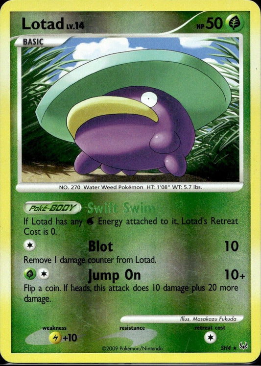 Pokemon Lotad SH4 Platinum Shiny Light Play Condition