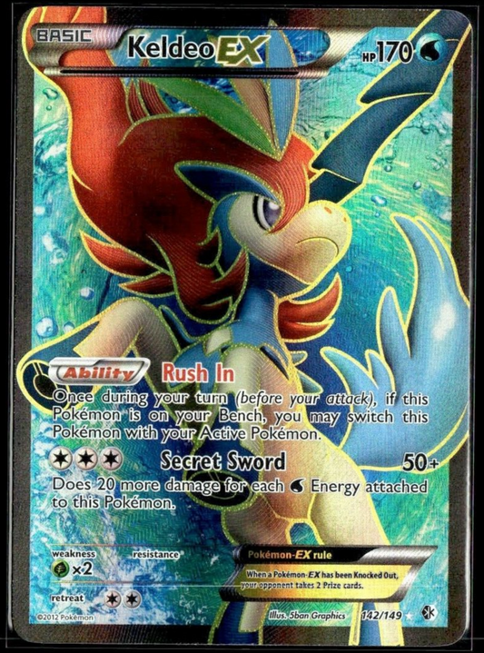 Pokemon Keldeo ex 142/149 B&W Boundaries Crossed Light Play Condition