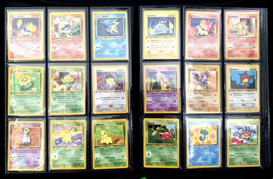 Pokemon Neo Genesis 1st Edition Non Holo Set 92 Cards Inc Rares LP-NM Condition