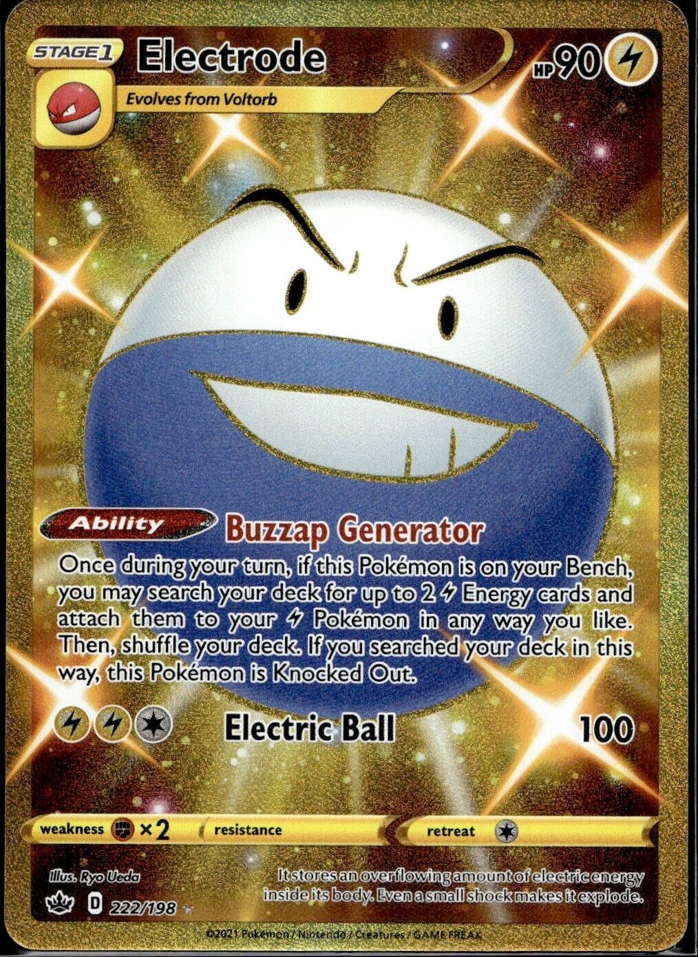 Pokemon Electrode 222/198 SWSH Chilling Reign Near Mint Condition