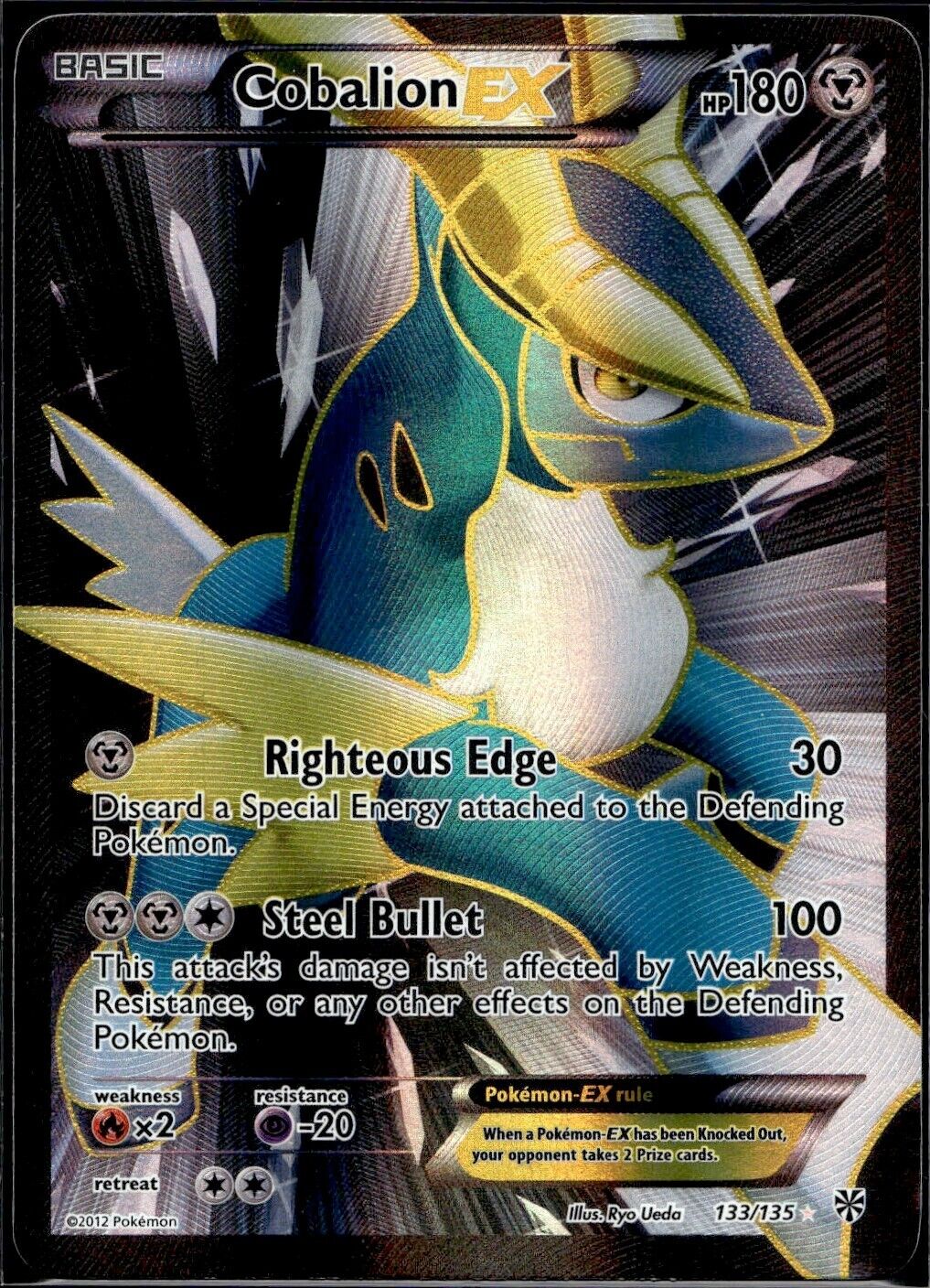 Pokemon Cobalion ex 133/135 B&W Plasma Storm Light Play Condition