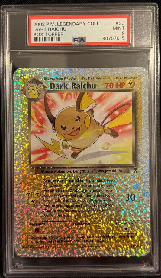 Pokemon Raichu S3/S4 Legendary Collection Box Topper PSA 9 MINT HWBIN1