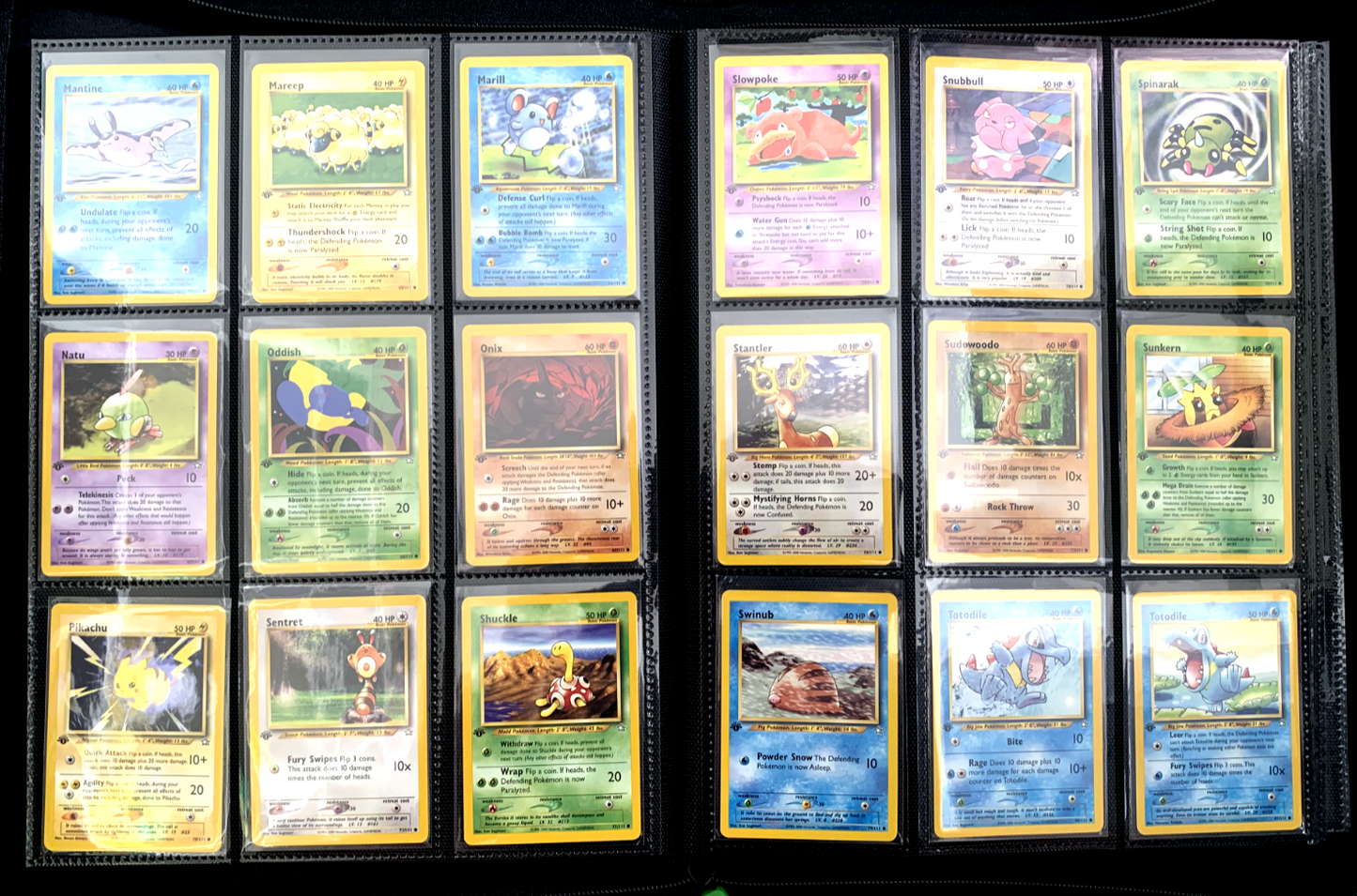 Pokemon Neo Genesis 1st Edition Non Holo Set 92 Cards Inc Rares LP-NM Condition