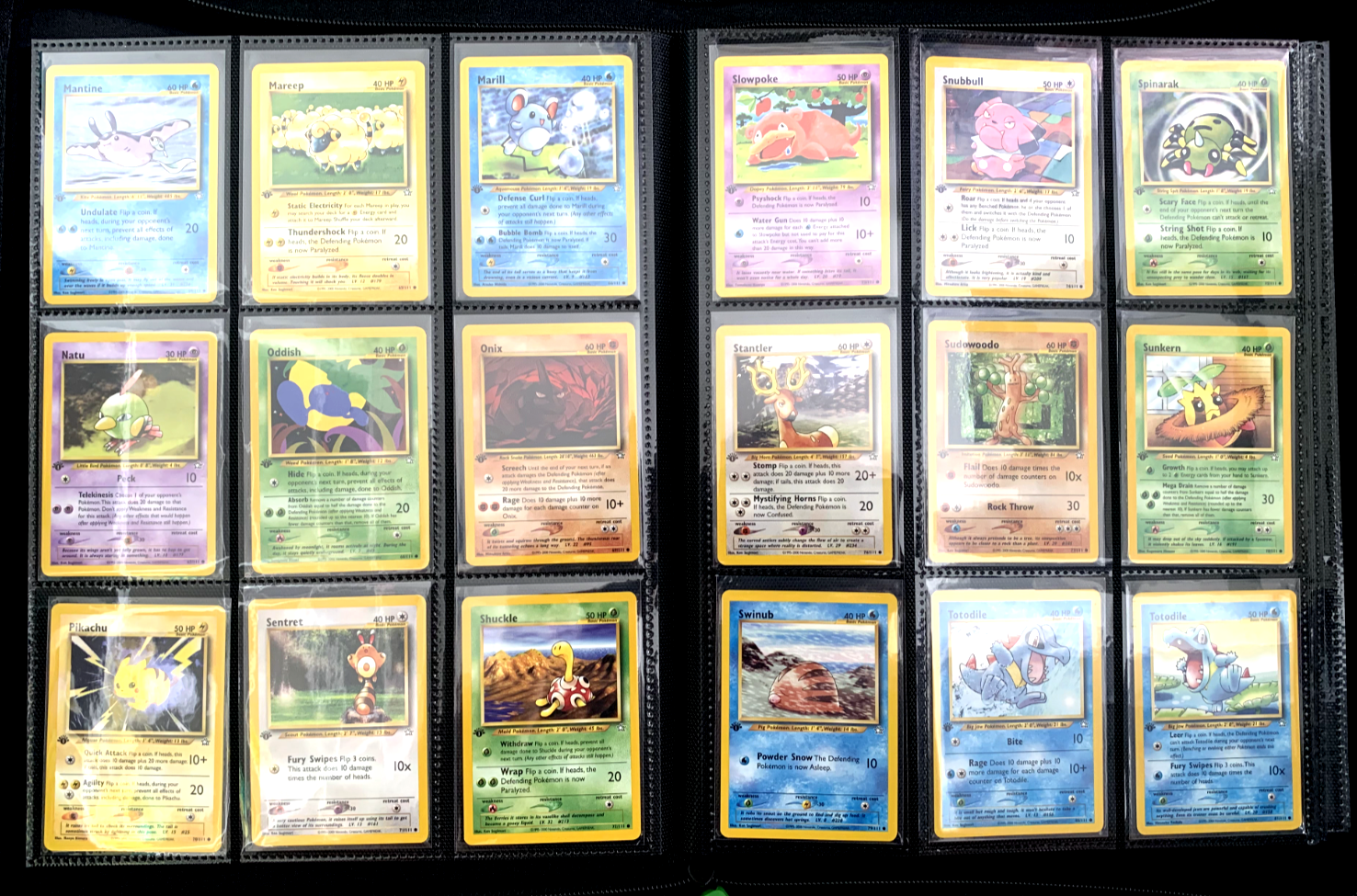 Pokemon Neo Genesis 1st Edition Non Holo Set 92 Cards Inc Rares LP-NM Condition