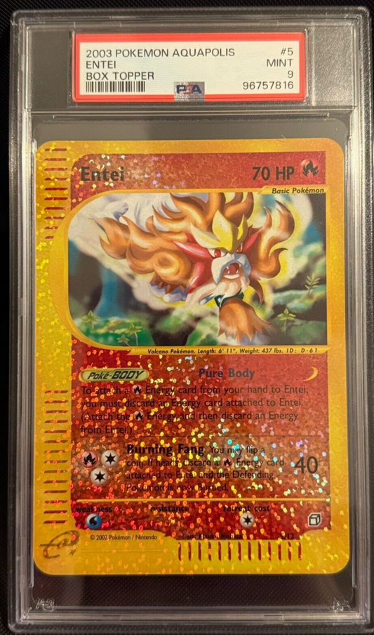 Pokemon Entei 5/12 Aquapolis Box Topper PSA 9 MINT HWBIN1