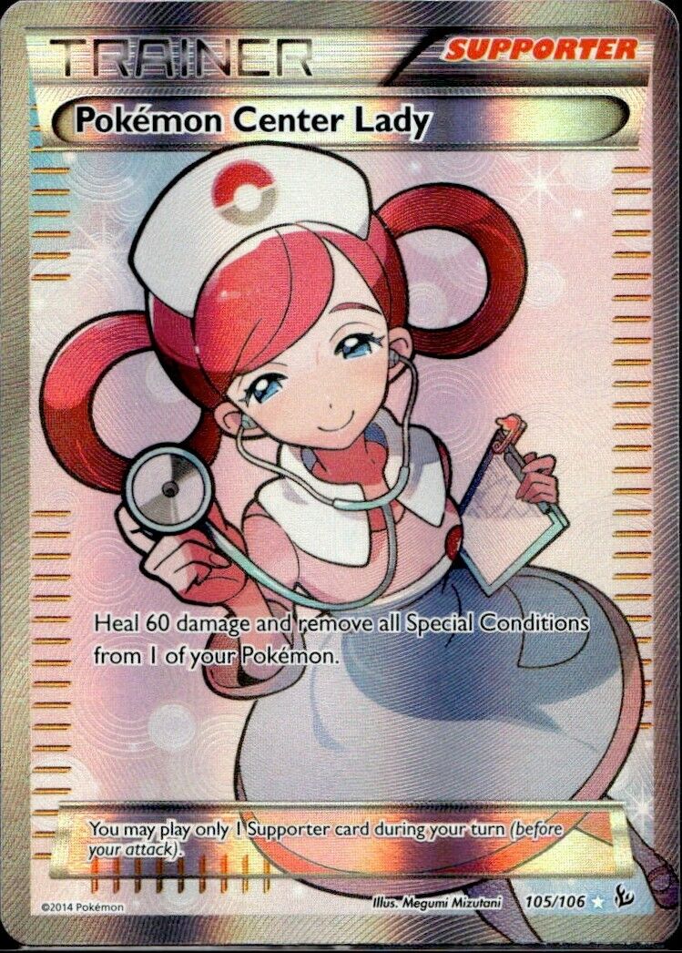 Pokemon Pokemon Center Lady 105/106 X&Y Flashfire Light Play Condition