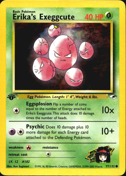 Erika's Exeggcute 77/132 Gym Heroes Common Pokemon 1st Edition Near Mint