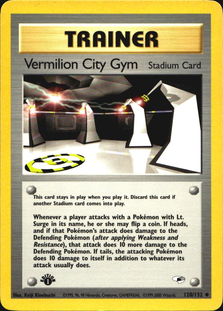 Vermilion City Gym 120/132 Gym Heroes Uncommon Pokemon 1st Edition Near Mint