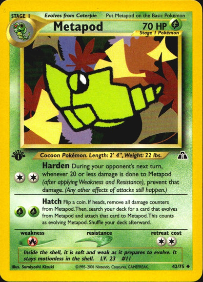 Metapod 42/75 Neo Discovery Uncommon Pokemon 1st Edition Near Mint