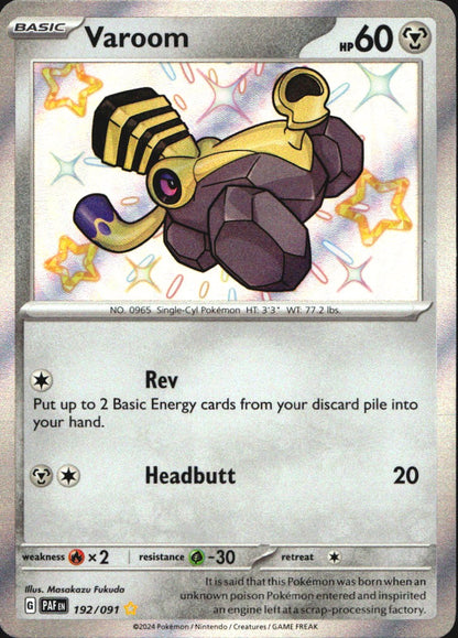 Varoom 192/091 Paldean Fates Shiny Rare Pokemon Holo Near Mint