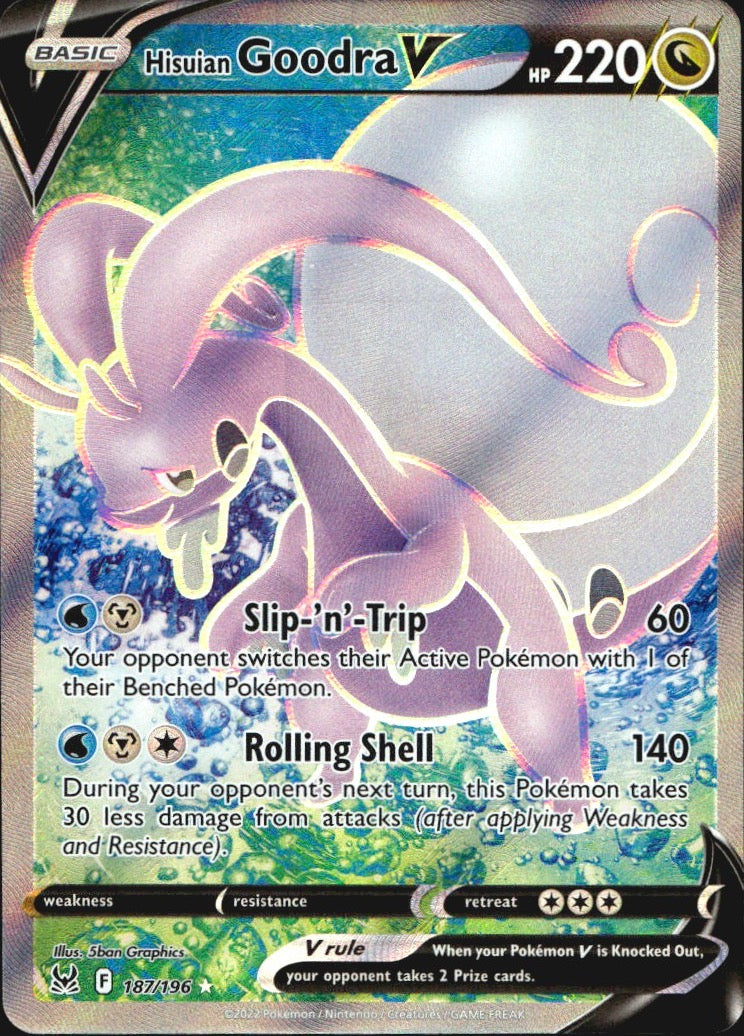Hisuian Goodra V 187/196 Lost Origin Ultra Rare Pokemon Holo Near Mint