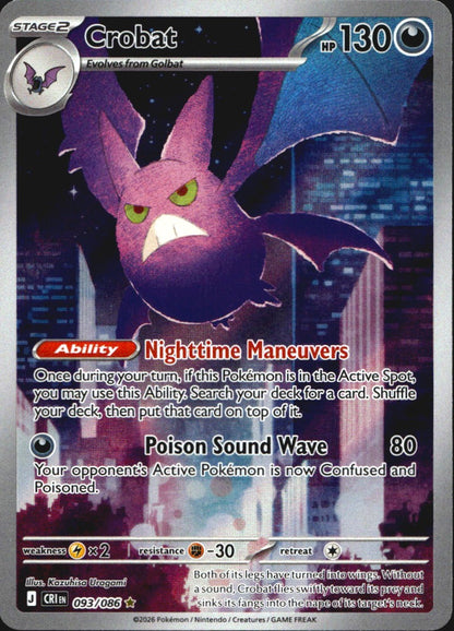 Crobat 093/086 Chaos Rising Holo Illustration Rare Pokemon Near Mint