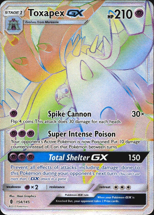Toxapex GX (Secret) 154/145 Guardians Rising Holo Secret Rare Pokemon Near Mint