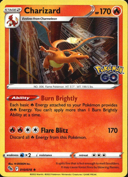Charizard 010/078 Pokemon GO Holo Rare Pokemon Near Mint