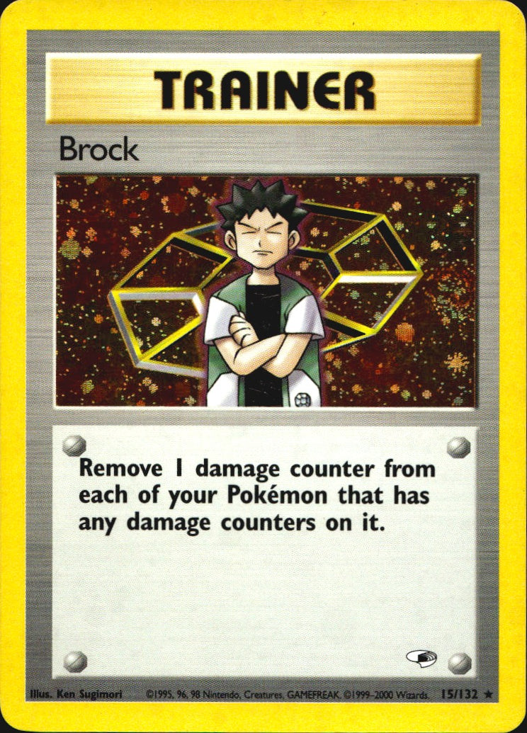 Brock 15/132 Holo Rare Gym Heroes Pokemon Moderately Played