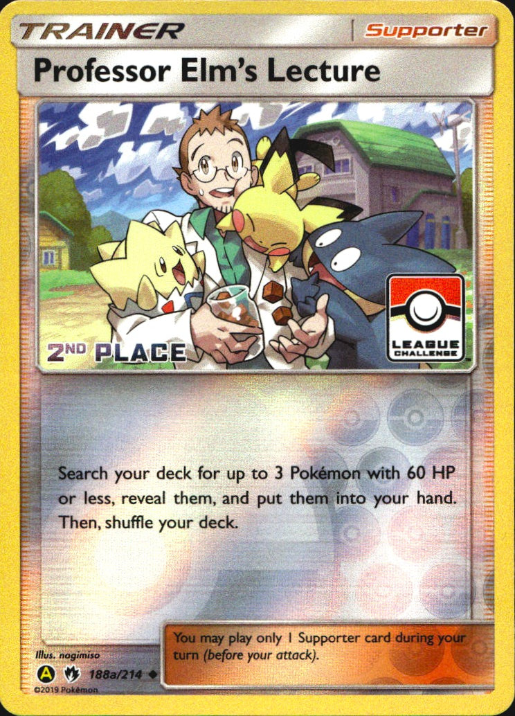 Professor Elm's Lecture 2nd Place 188a/214 Holo League Pokemon NM