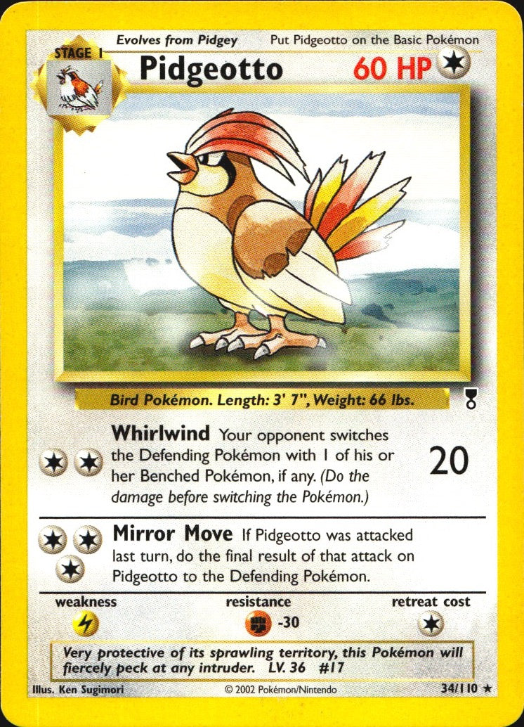 Pidgeotto 34/110 Rare Legendary Collection Pokemon Near Mint