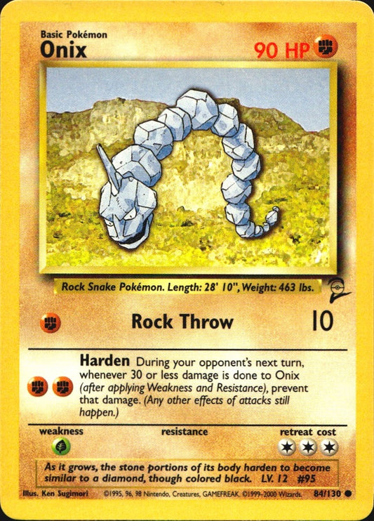 Onix 84/130 Base Set 2 Common Pokemon Near Mint