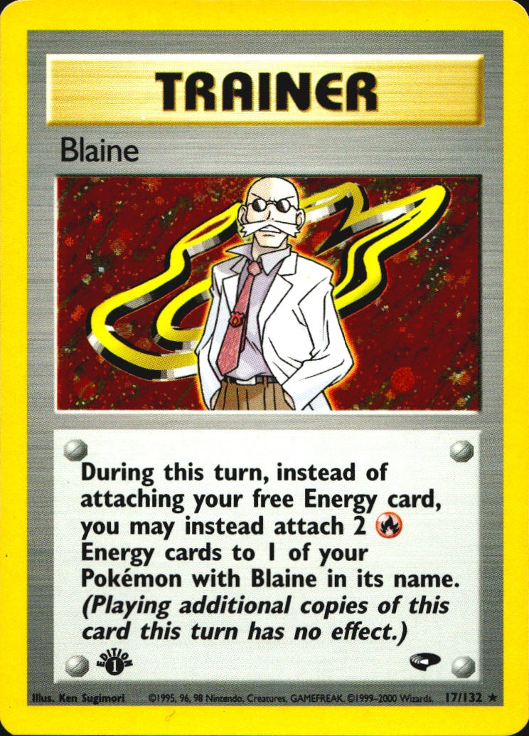 Blaine 17/132 Rare Gym Challenge Pokemon 1st Edition Holo Near Mint