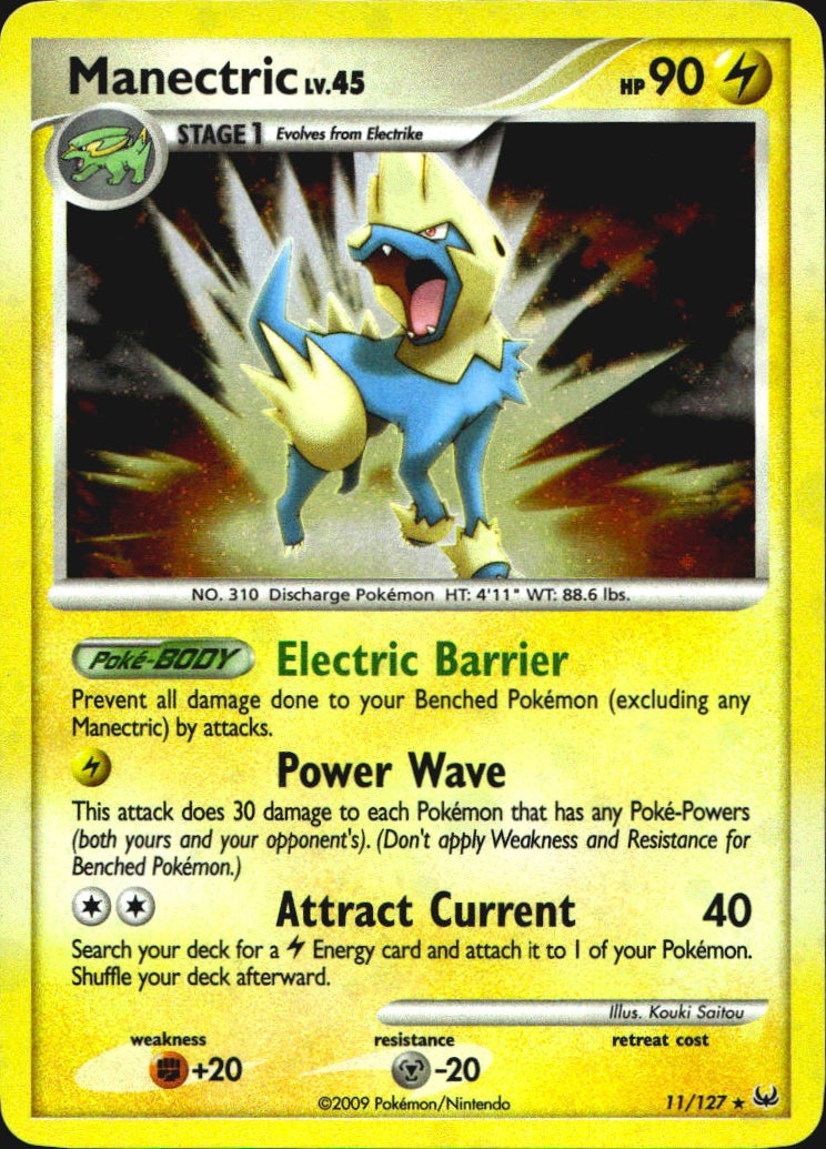 Manectric 11/127 Platinum Holo Rare Pokemon Lightly Played