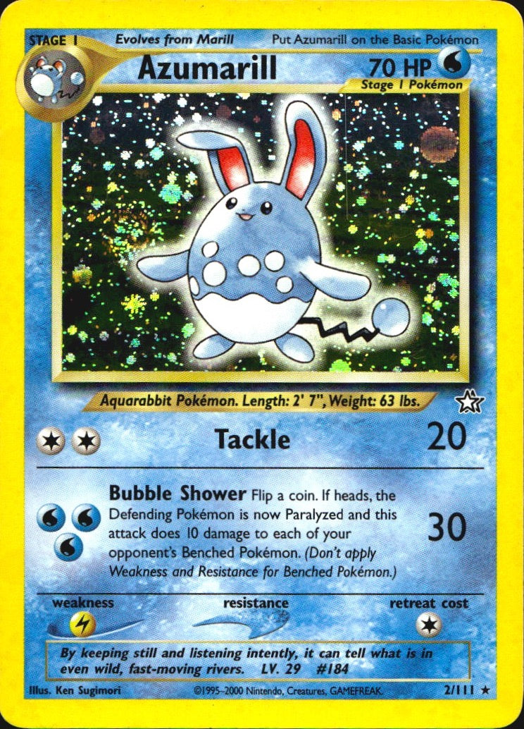 Azumarill 2/111 Neo Genesis Rare Pokemon Unlimited Holo Near Mint