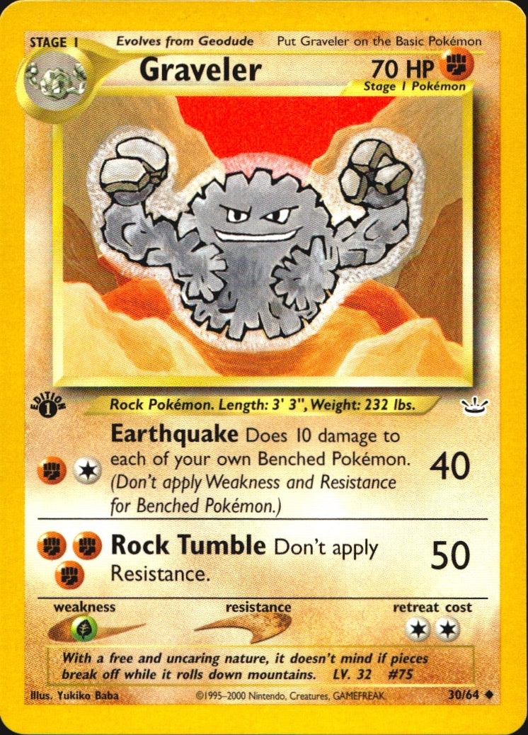 Graveler 30/64 Neo Revelation Uncommon Pokemon 1st Edition Near Mint