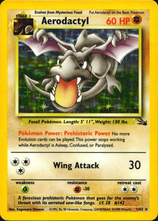 Aerodactyl 1/62 Holo Rare Fossil Pokemon Heavily Played
