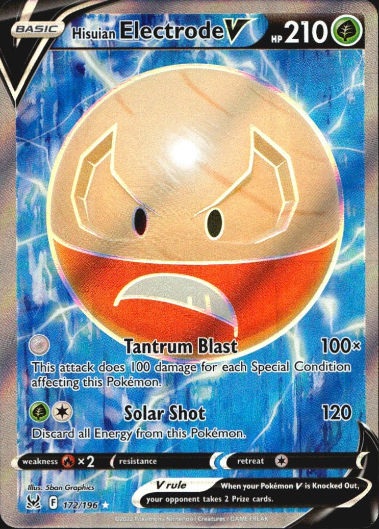 Hisuian Electrode V 172/196 Lost Origin Ultra Rare Pokemon Holo Near Mint